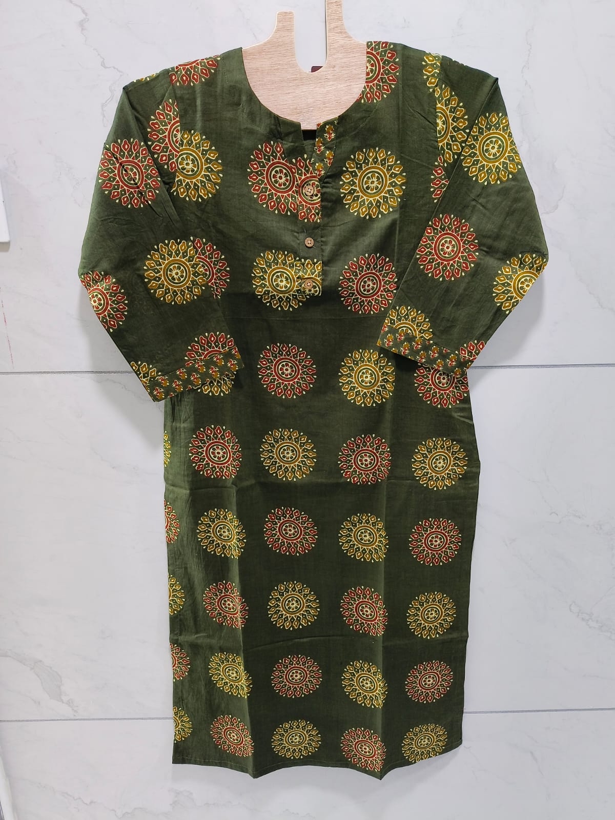 Olive Green Cotton Kurti