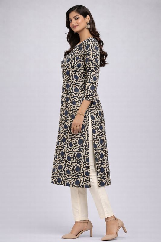 Beige Cotton Kurti