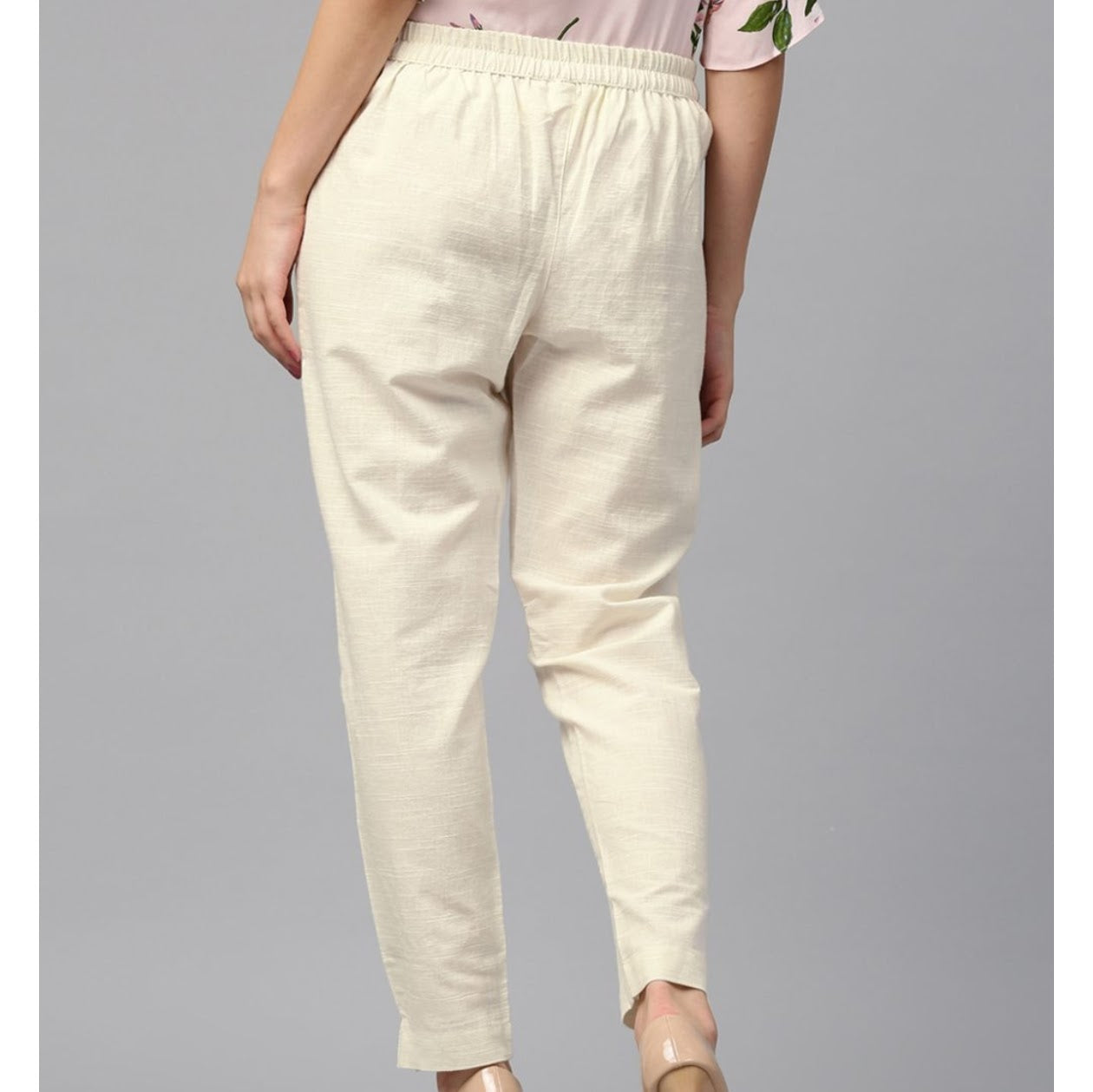Off White cotton Loose fit Pant