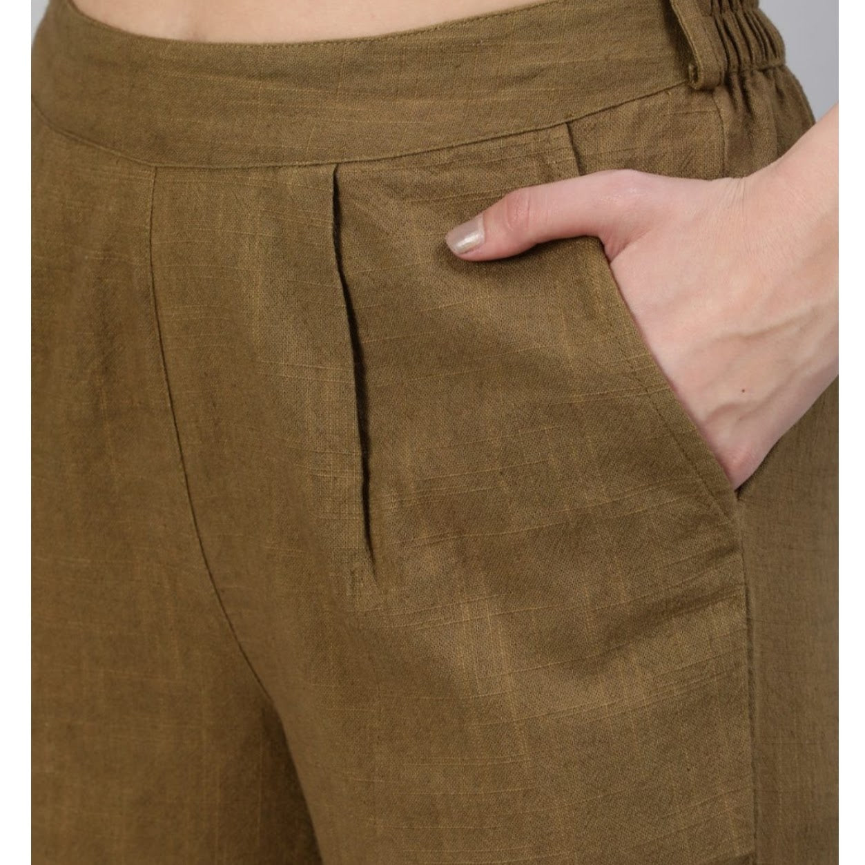 Brown Cotton Loose fit Pant