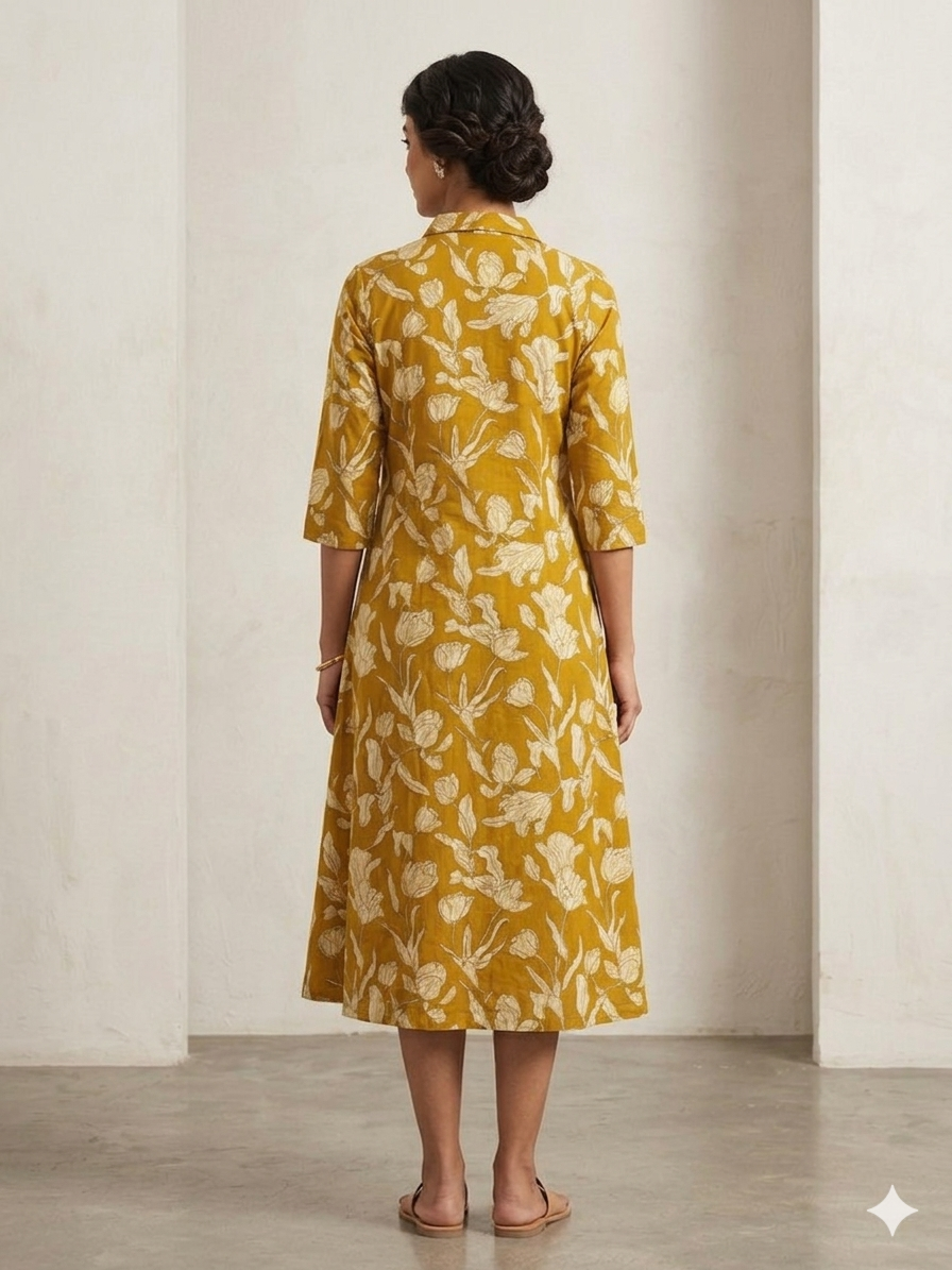 Mustard A Line Cotton Frock
