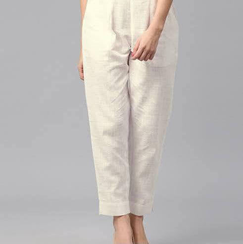 Off White cotton Loose fit Pant