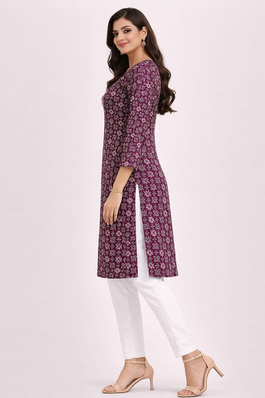 Wine Cotton Kurti