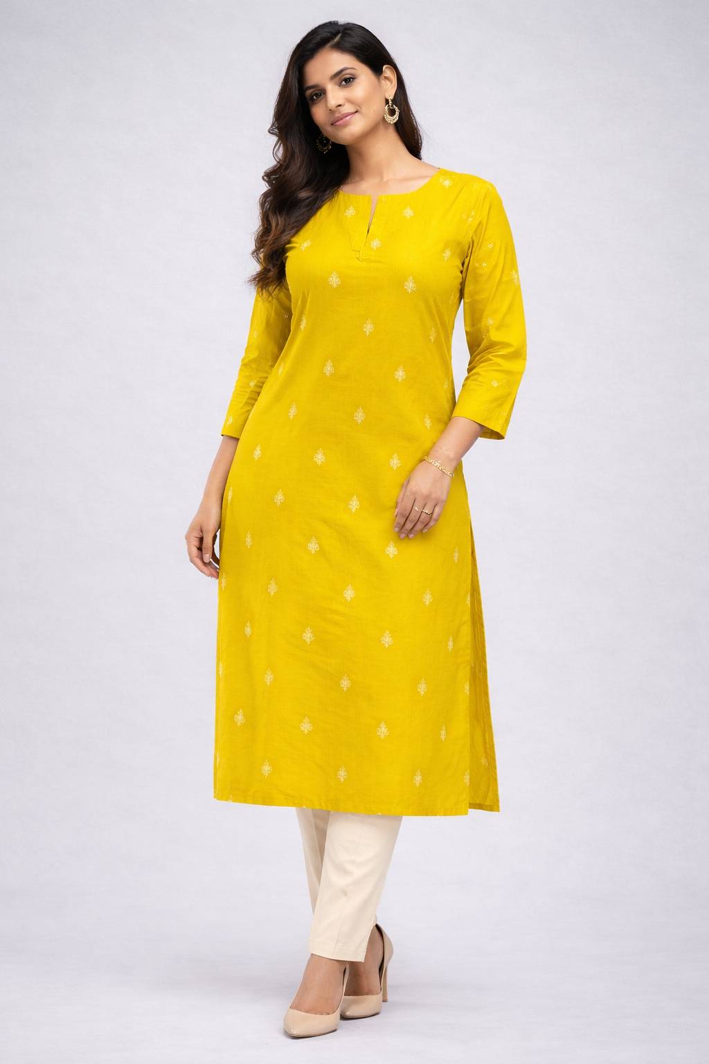 Mustard Yellow Cotton Kurti