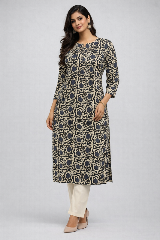 Beige Cotton Kurti