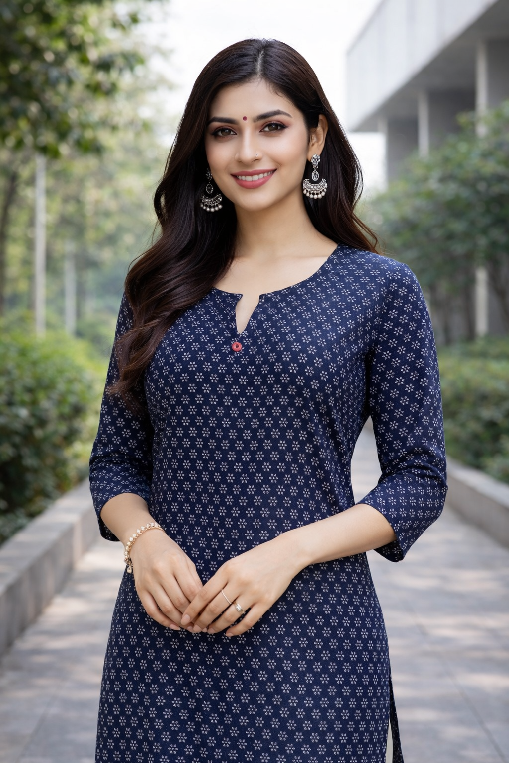Navy Blue Cotton kurti