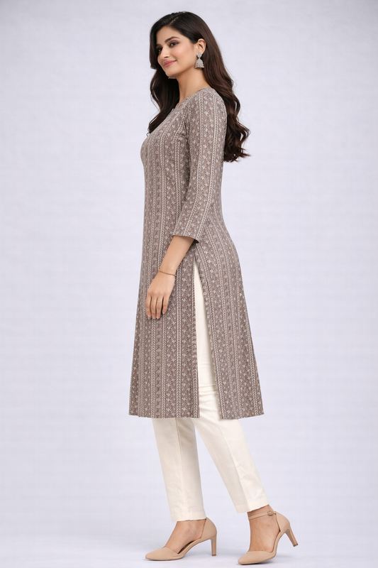 Warm Beige Cotton Kurti