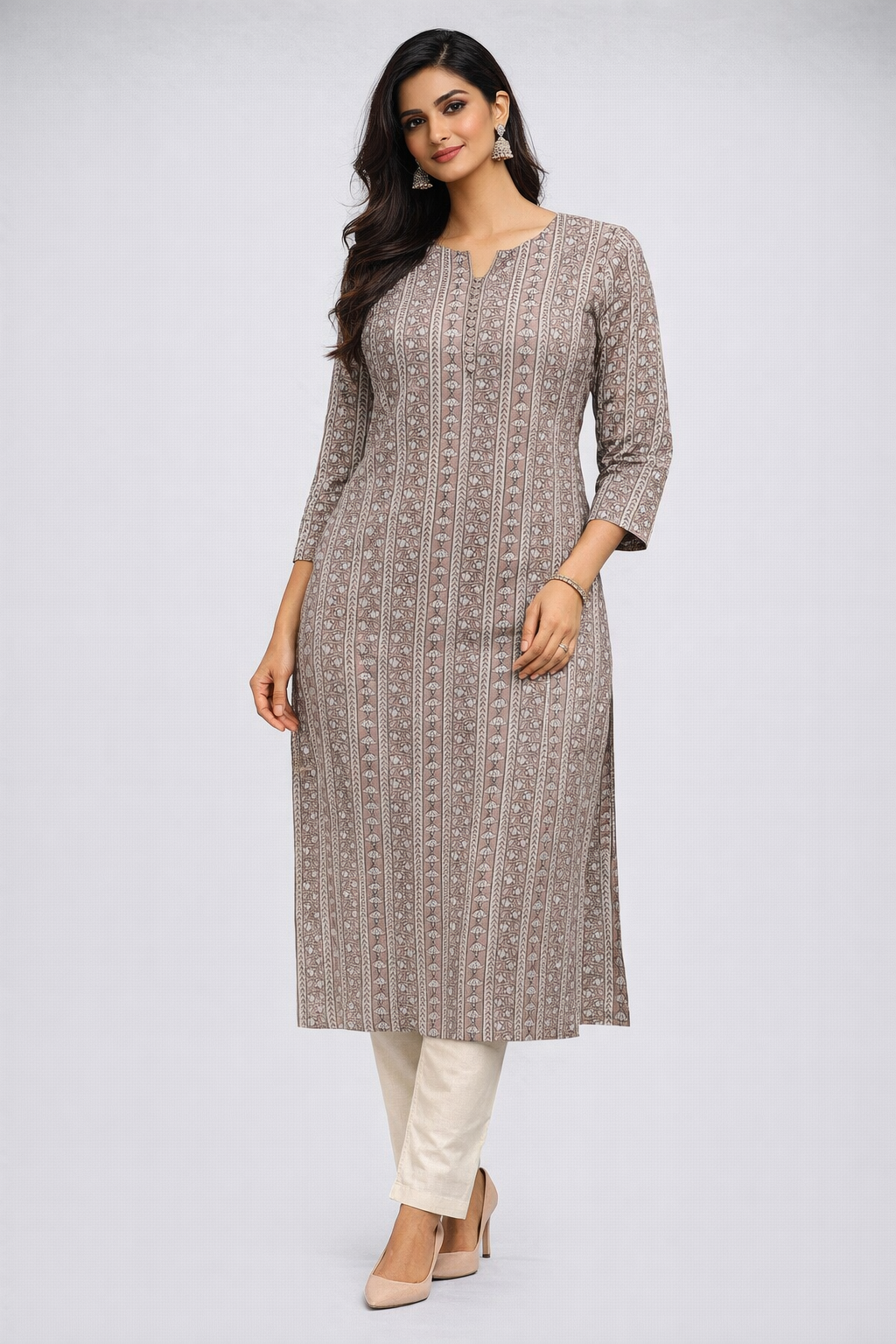 Warm Beige Cotton Kurti