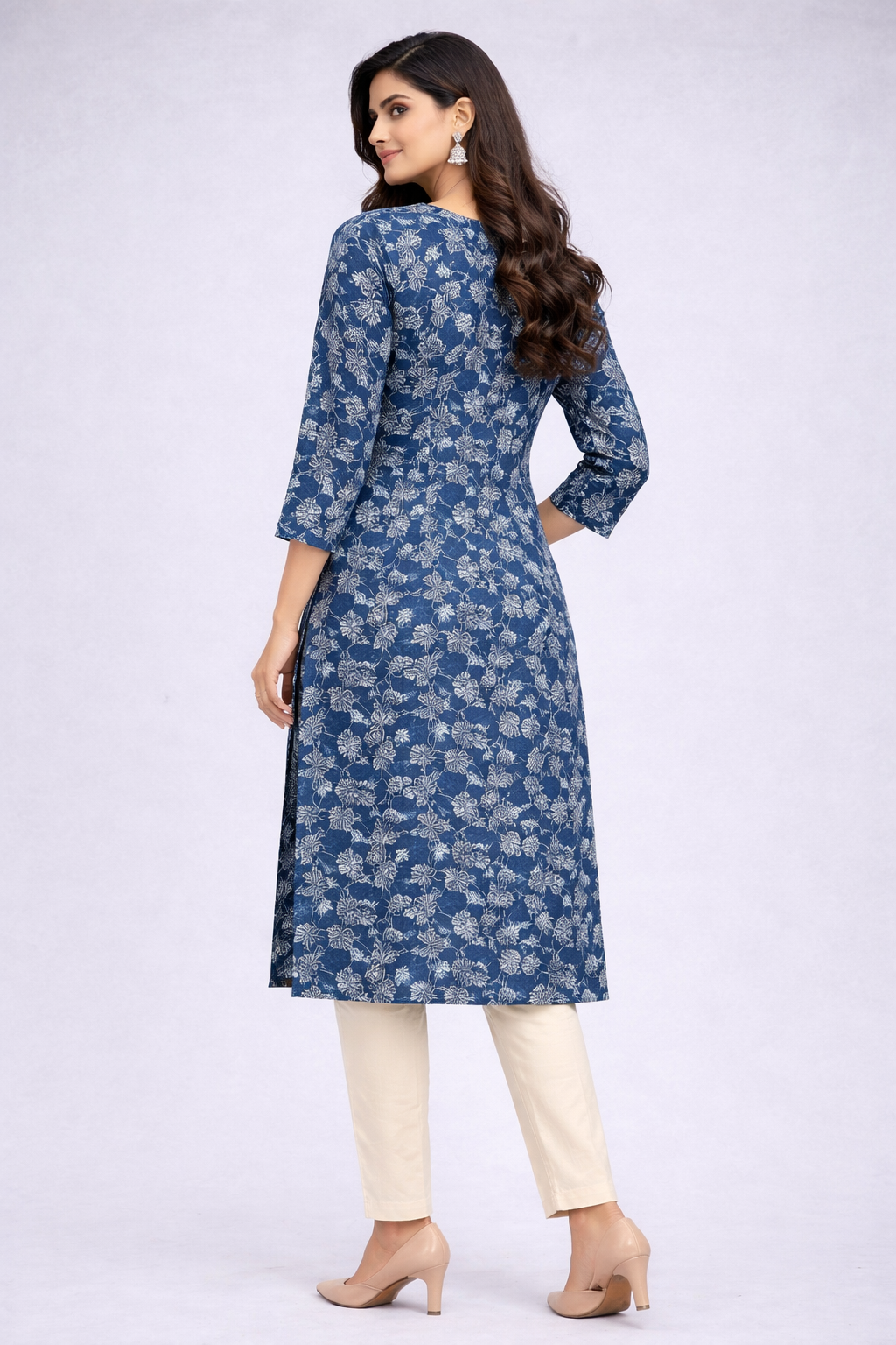 Teal Blue Cotton Kurti