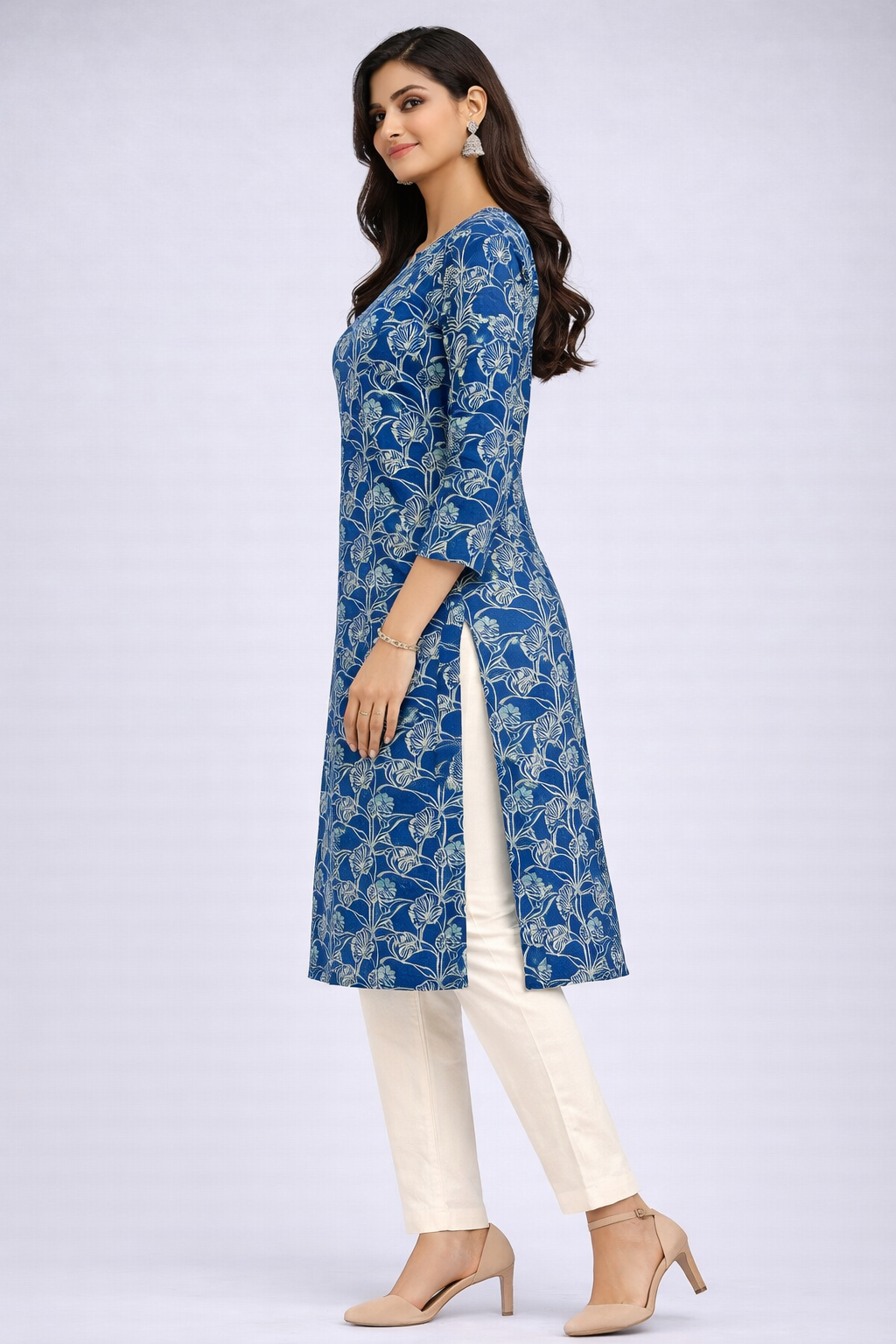 Teal Blue Cotton Kurti