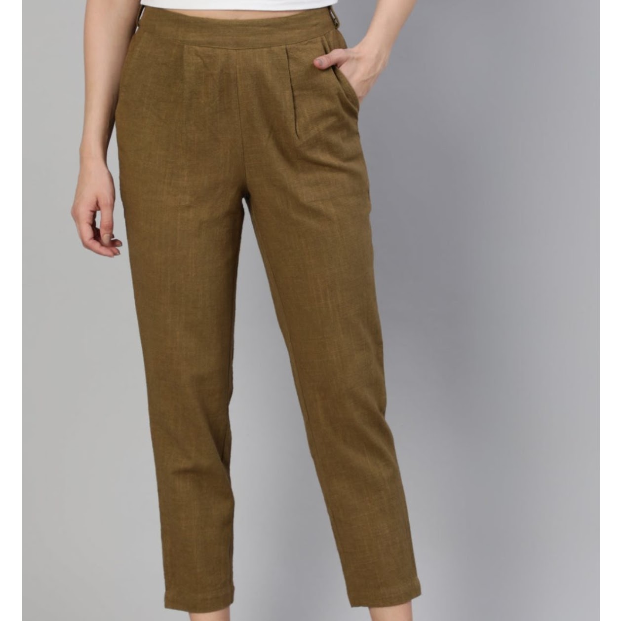 Brown Cotton Loose fit Pant