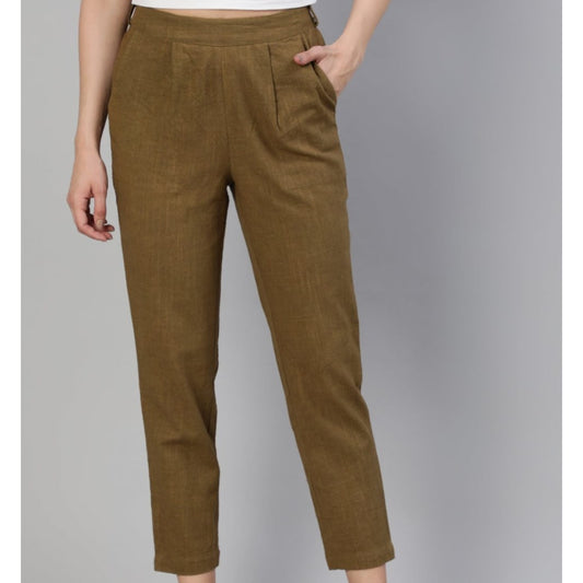 Brown Cotton Loose fit Pant