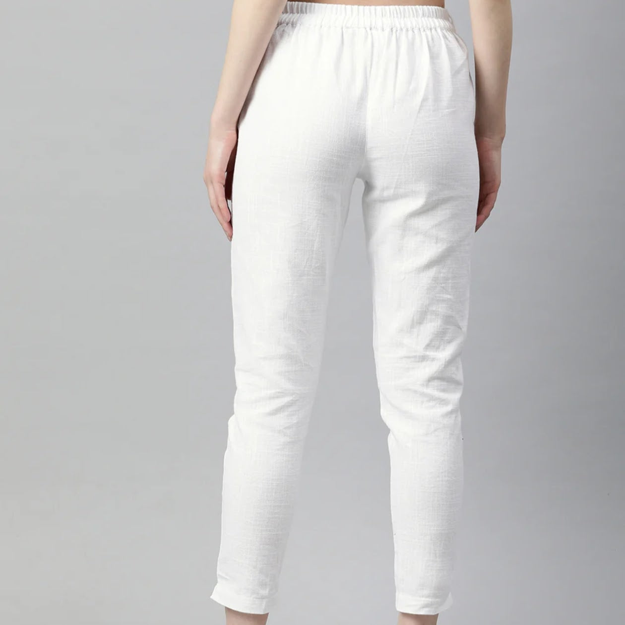 White Cotton Loose fit Pant