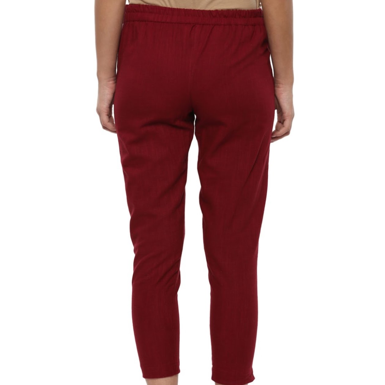 Maroon Cotton Loose fit Pant
