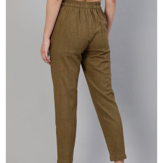 Brown Cotton Loose fit Pant