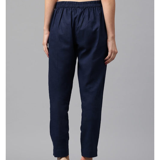 Navy Blue Cotton Loose fit Pant