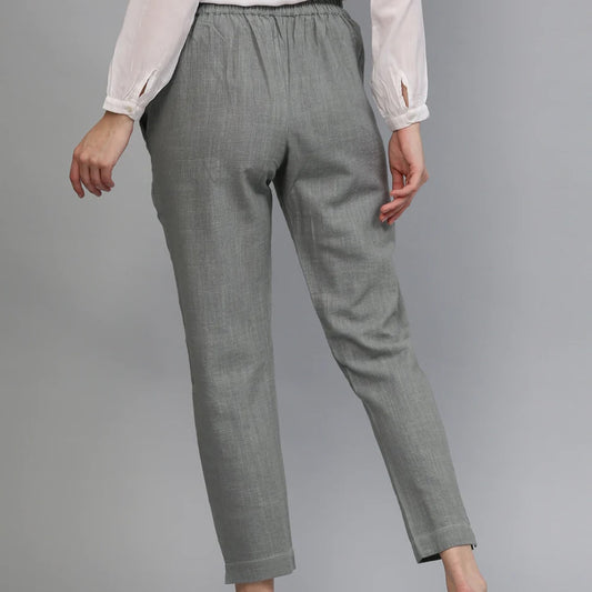 Grey Cotton Loose fit Pant